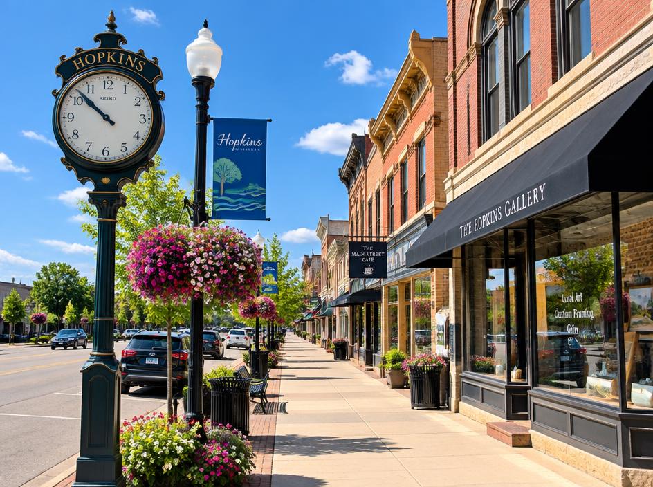 Historic Mainstreet clock in Hopkins